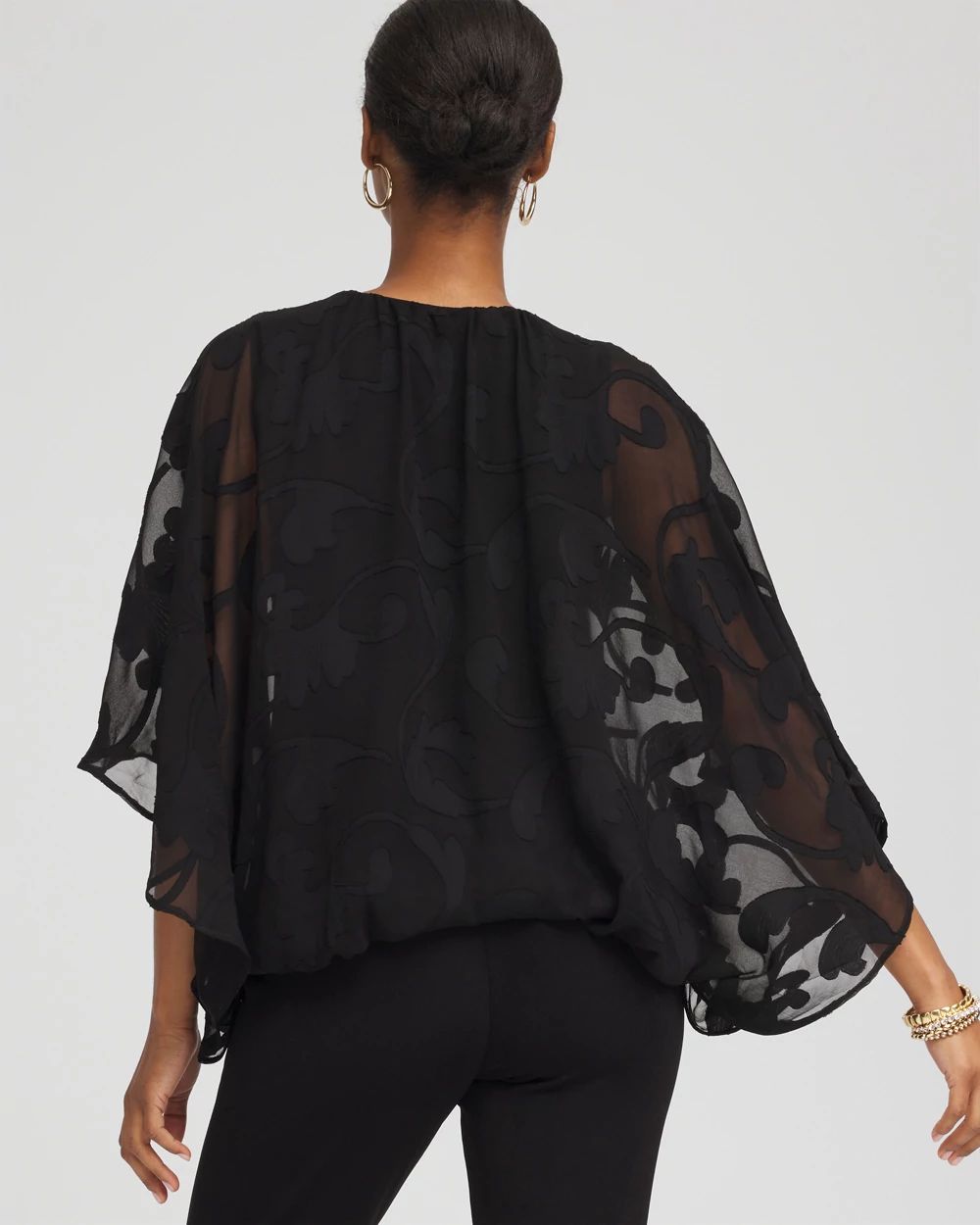 Travelers™ Chiffon Burnout Bubble-Hem Top | Chico's